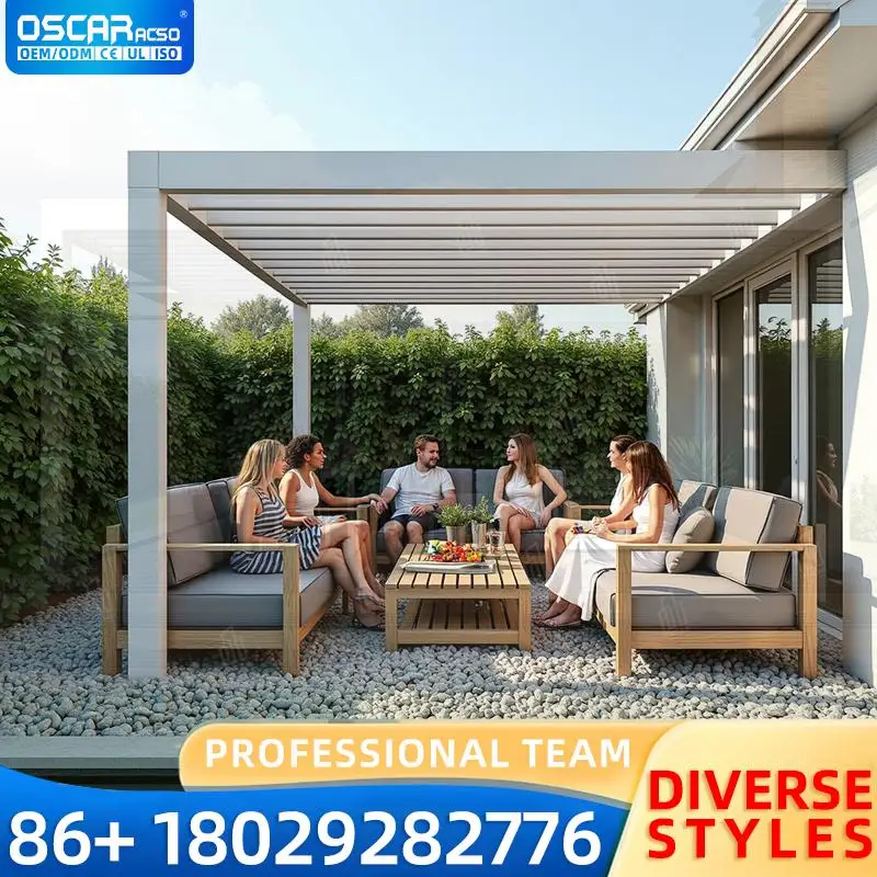 

Bioclimatic Outdoor Electric Automatic Louvered Waterproof Pergola for Garden Patio Balcony pergola