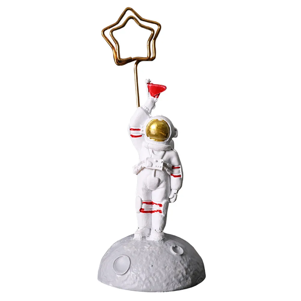 Astronaut Card Clip Resin Desktop Memo Holder Space Decor Space Saving Spaceman Statue Astronaut Desk Clip Holder for Office