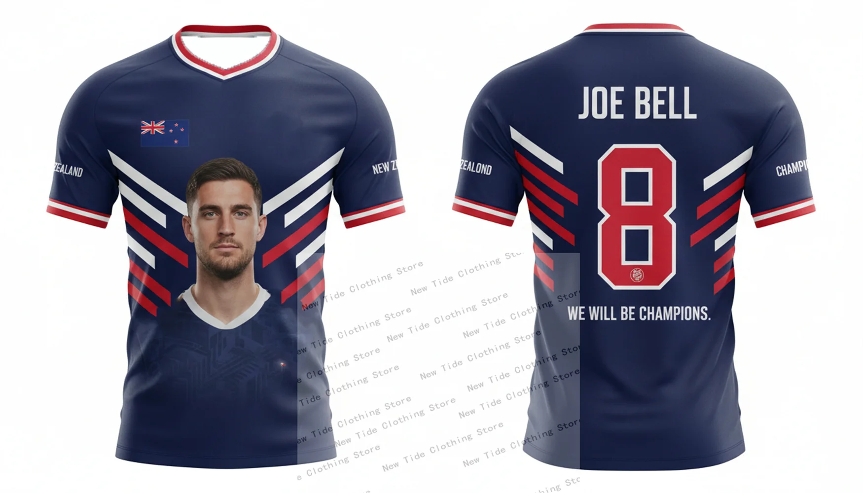 نيوزيلندا 2026 كرة القدم لكرة القدم جيرسي وتي شيرت للرجال المشجعين - مجموعة معدات نمط المعجبين تظهر دعمك الآن 3
