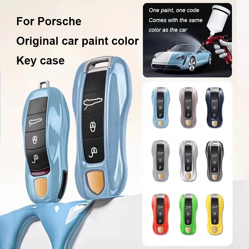 Car Key Paint Case Bordeaux Red Shell Replacement For Porsche Cayenne Mancan Panamera 911 718 Boxster Cayman Taycan 2010-2024