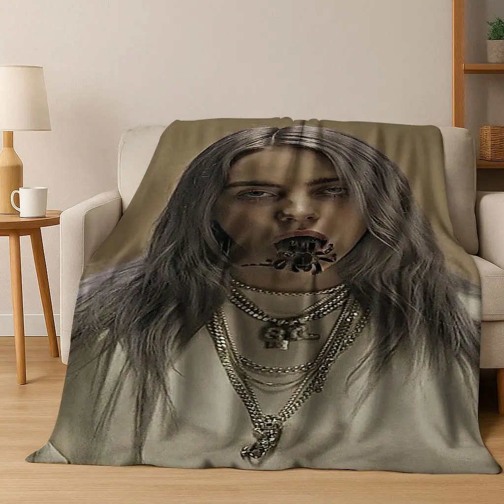 Fashion Billie Eilish Hit Me Hard and Soft Singer Flannel Blanket Soft Throw Blanket for Bed Bedroom Living Room Travel Gift Kid