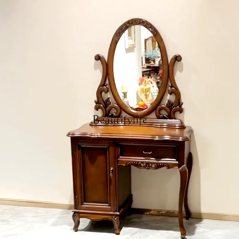 

*American solid wood dresser multi-functional light luxury small apartment retro