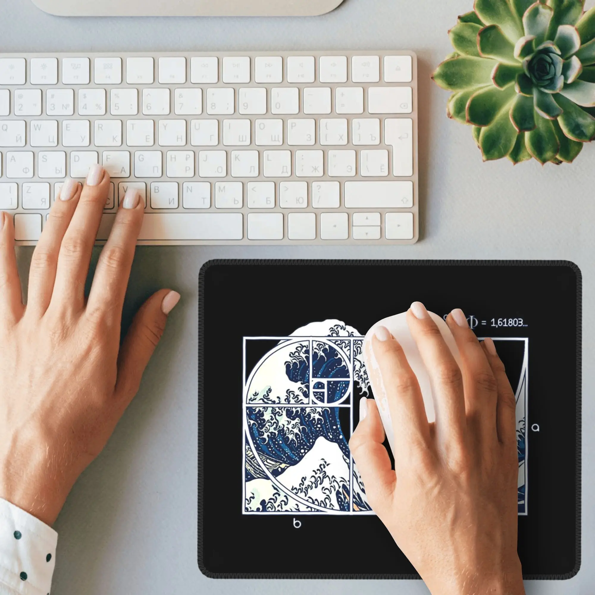 グレートフィボナッチウェーブマウスパッドコンピュータキーボードマウスマットゲーマーPCラップトップデスクマットオフィスアクセサリーテーブルマット