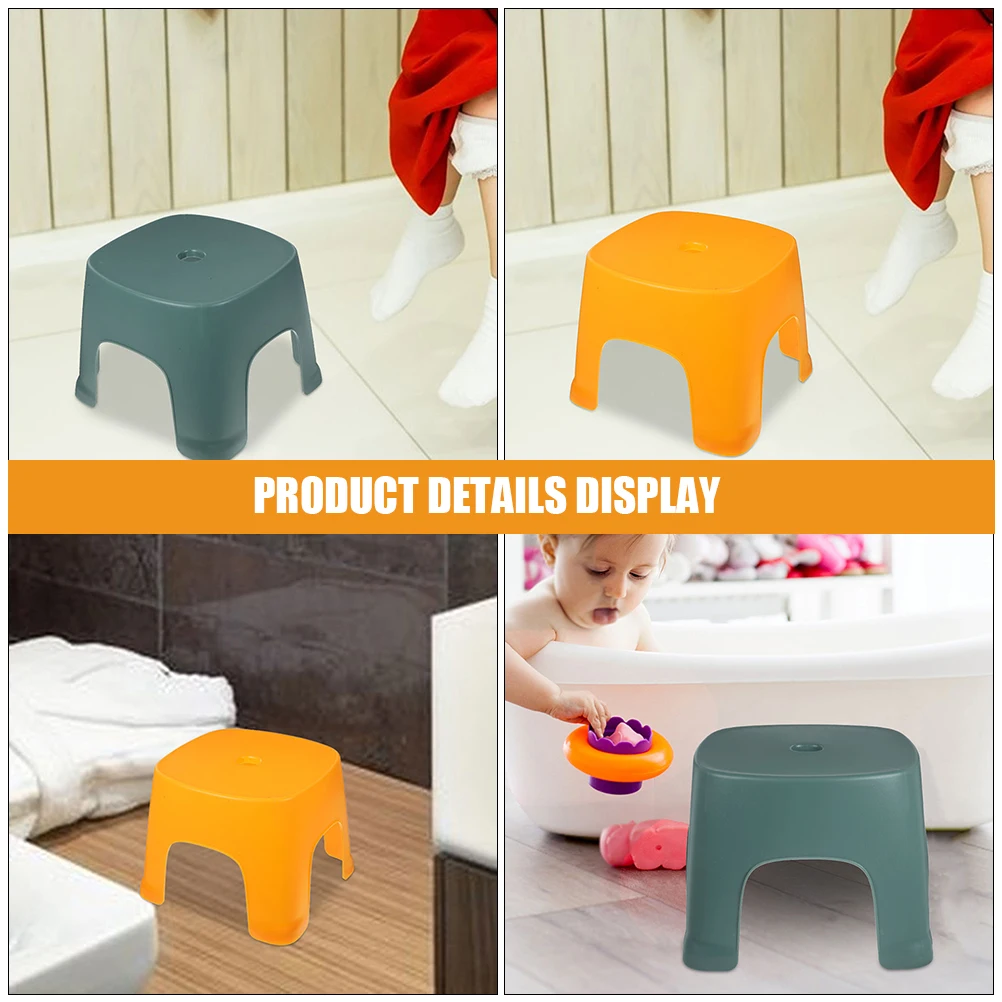2 Pcs Mini Step Stool Plastic Footrest Bath Room Toilet Training Stools Yellow Green Compact Lightweight Adjustable for Feet