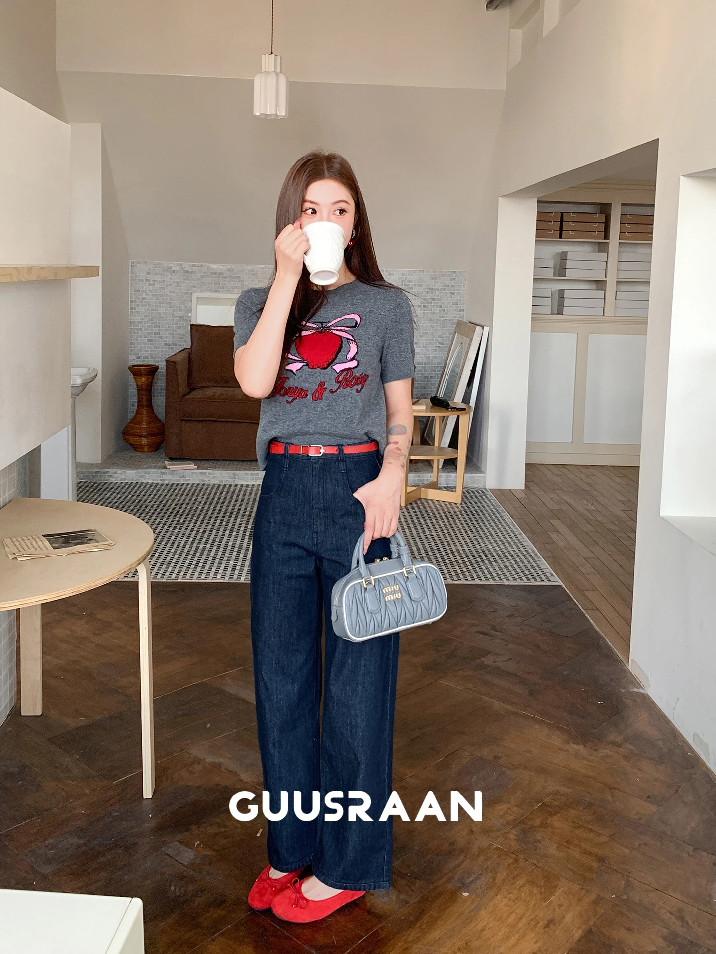 

Джинсы женские Guusraan с высокой талией, прямые, винтажные, универсальные, весенние, из хлопка, стрейч, на молнии