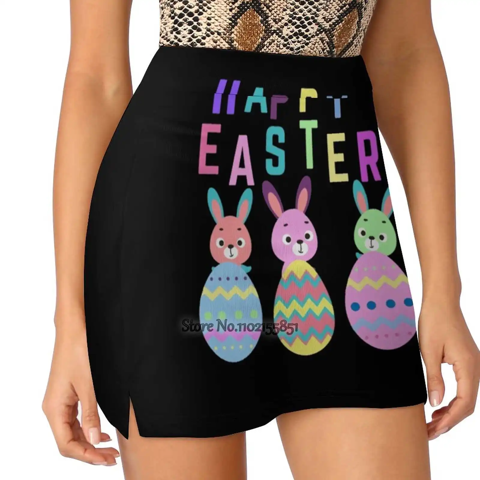 Happy Easter Women'S Summer Fake Two Piece Skirts Casual Sports Beach Skirt Girl Skorts Gravityx9 Easter Happy Easter Holiday