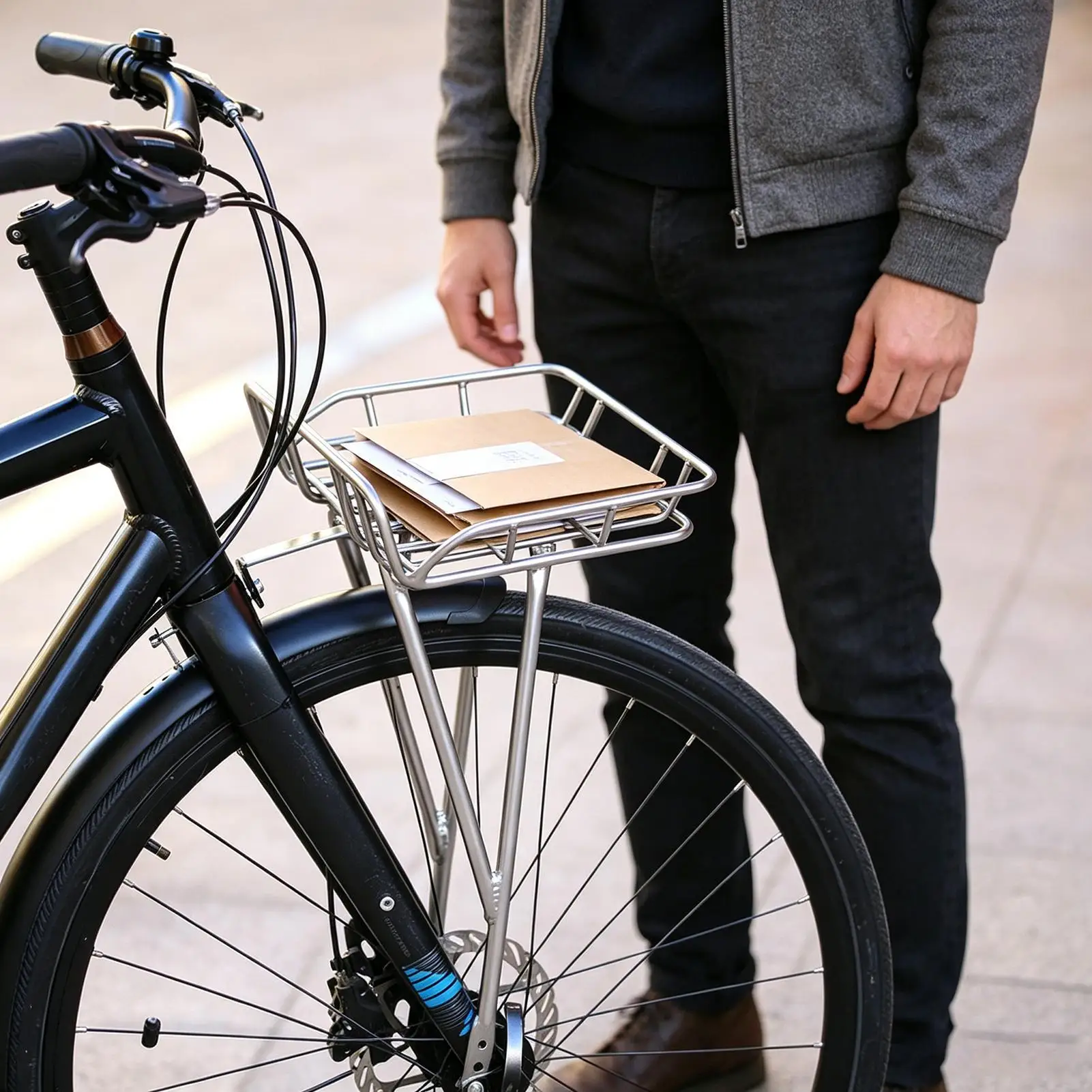 Bicycle Front Rack Heavy Duty Stand With Adjustable Struts Bicycle Front Basket Cargo Rack For Touring Commuting Travel Outdoor