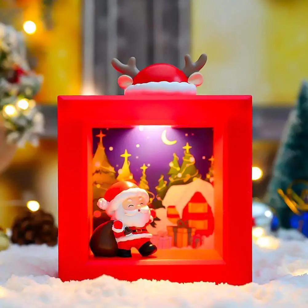 Christmas LED Lights Night Lights Red Santa Claus Reindeer Theme Night Light - Cute And Warm Bedside Decoration Night Light