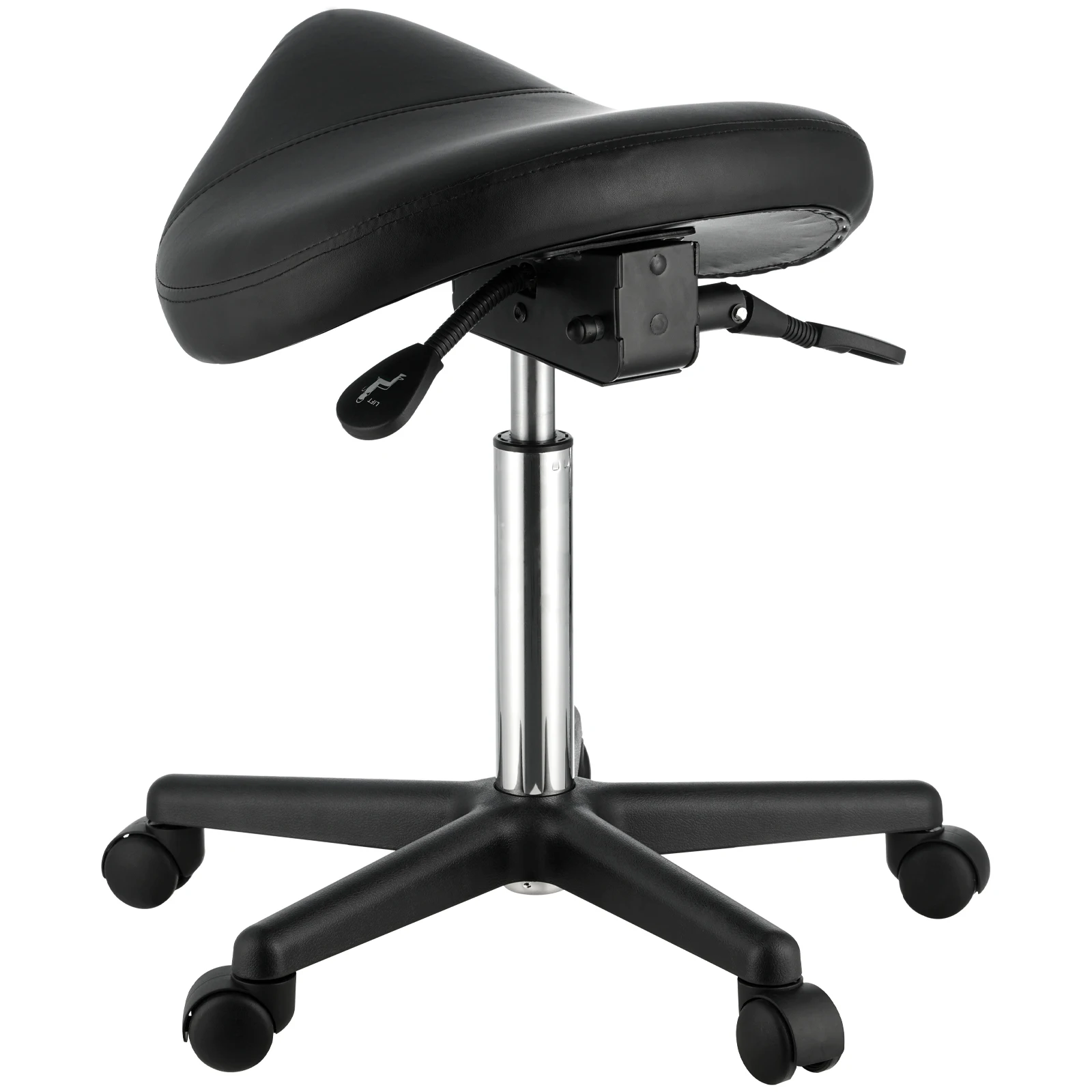 SucceBuy Ergonomic Saddle Stool with 5 Swivel Casters 360° Rotation 20.1-28in Height Adjustable Round Stool for Bar Salon Office