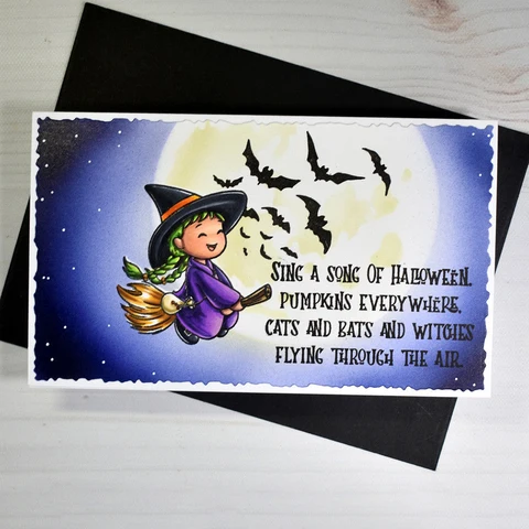 Резные штампы для скрапбукинга Halloween Children Hunts Magic Broom Witch