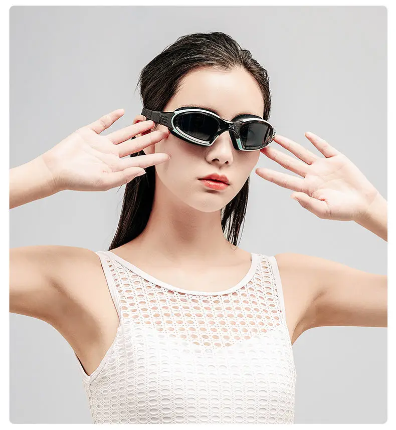 Professionelle Schwimmbrille, HD, wasserdicht, beschlagfrei, Silikon-Schwimmkappe, Wassersport-Ausrüstung für Männer und Frauen – Detail 17