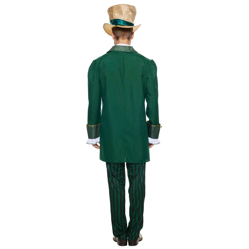 Eraspooky Alice In Wonderland Costume Men Mad Hatter Costume Adult Outfit For Halloween Carnival Party Fancy Dress New Arrival