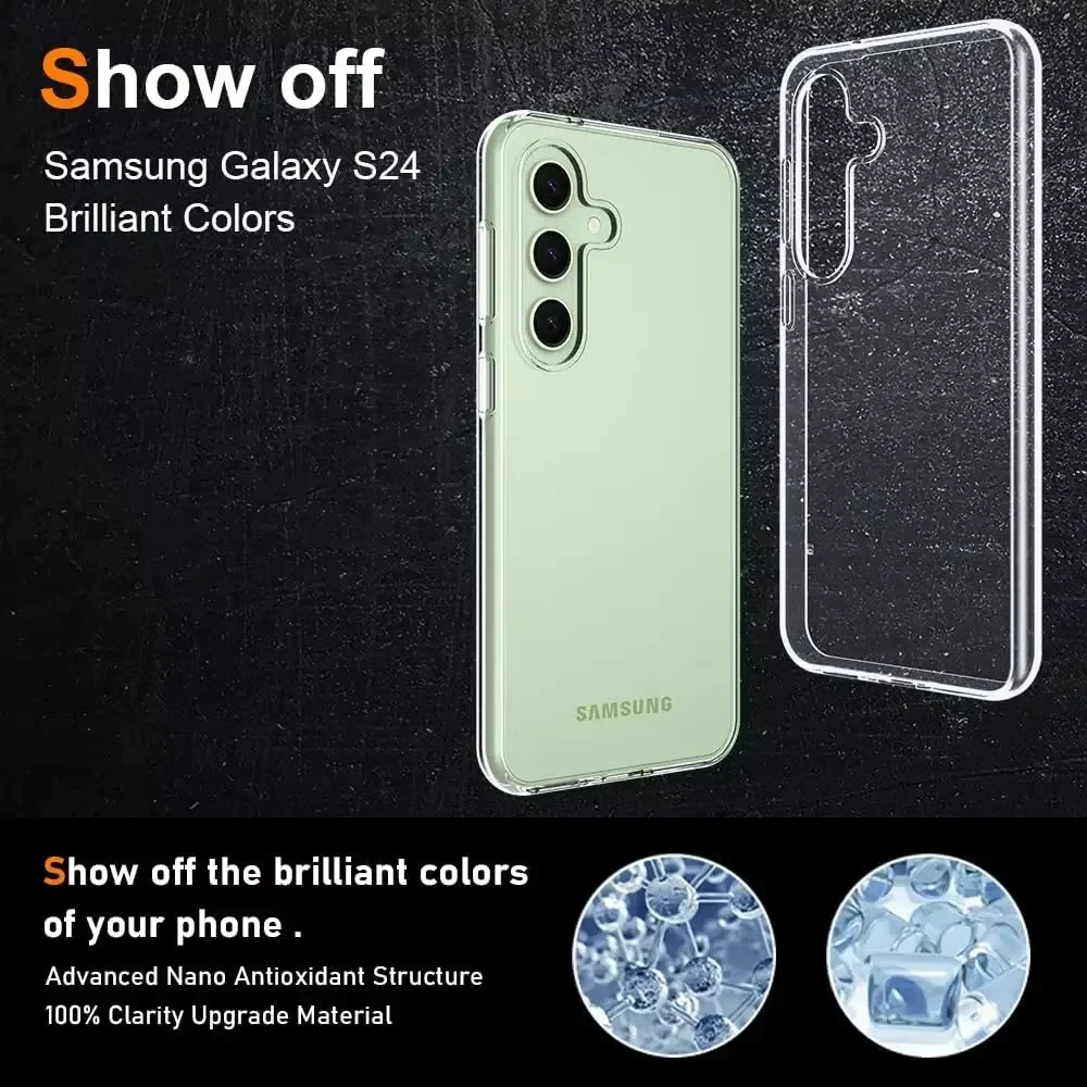 Прозрачные чехлы для телефонов Samsung Galaxy A56 A36 A16 A55 A35 A25 A15 A54 A34 A24 A14 A73 A53 A33 A23 A13 A72 A52 Silicon Cover