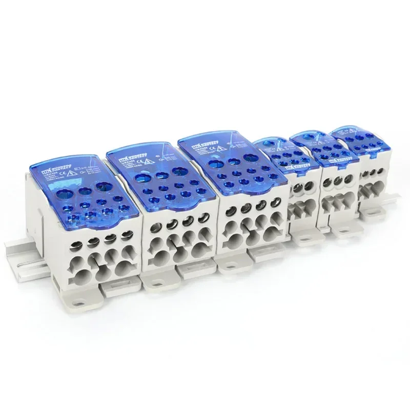 UKK80A 125A 160A 250A 400A 500A Terminal Block 1 in Many Out Din Rail Distribution Box Universal Electric Wire Connector