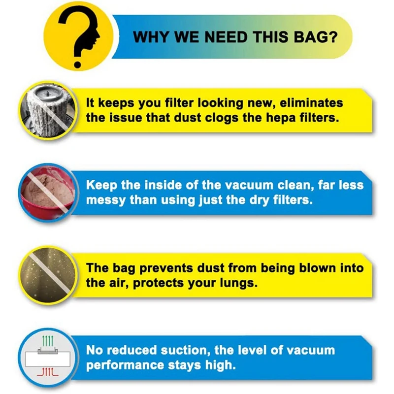 12PCS Dust Bags VF3503 For Ridgid 6- 9Gallon Wet Dry Vac High-Efficiency Dust Bags Garbage Vacuum Filter Bag Parts Accessories