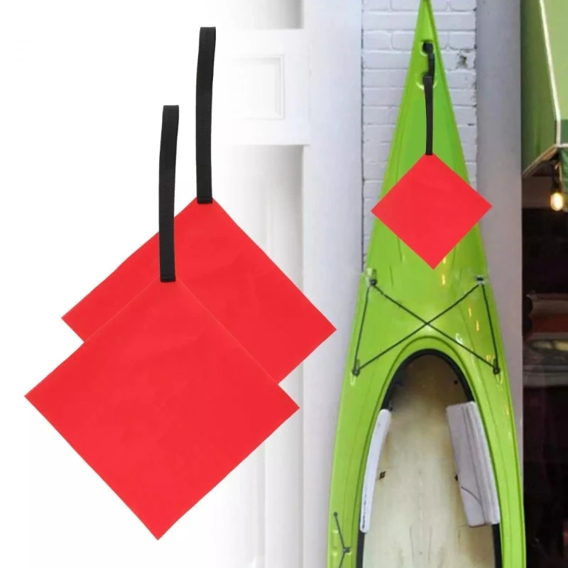 Kayak Towing Warning Flags, Safety Flags with Webbing, Redness Canoes, Kayak Accessories, Easy Use, 2Pcs