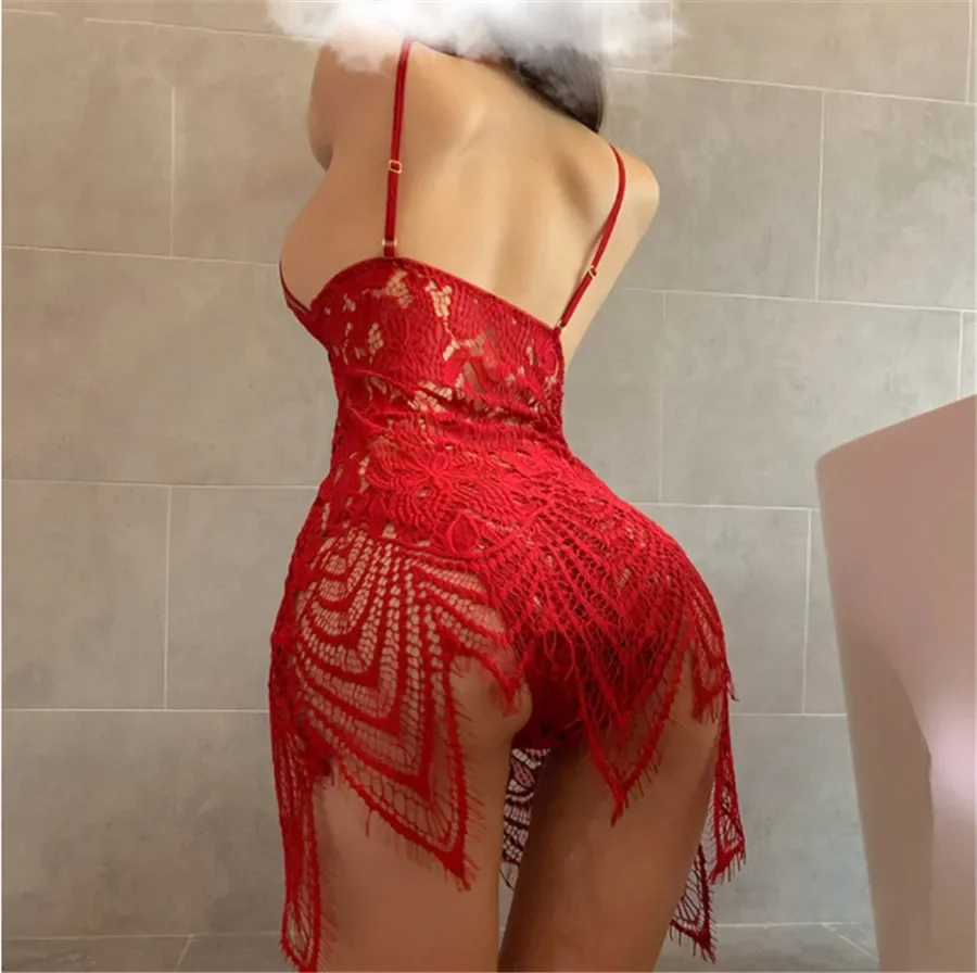 Lencería Sexy para Mujer, ropa de dormir transparente, vestido de encaje erótico, conjunto de sujetador, ropa de dormir tentación, ropa interior femenina, lencería Sensual para Mujer