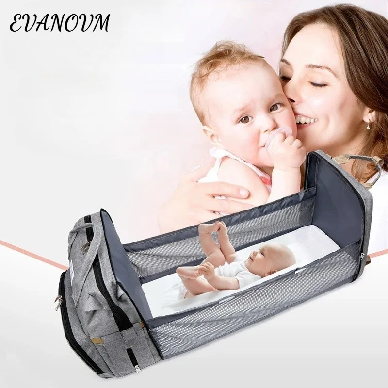 

Folding Mommy Bag Large-capacity Baby Backpack Female Mommy Outting Bag Lightweight Portable Folding Crib Bed Mummy Bag