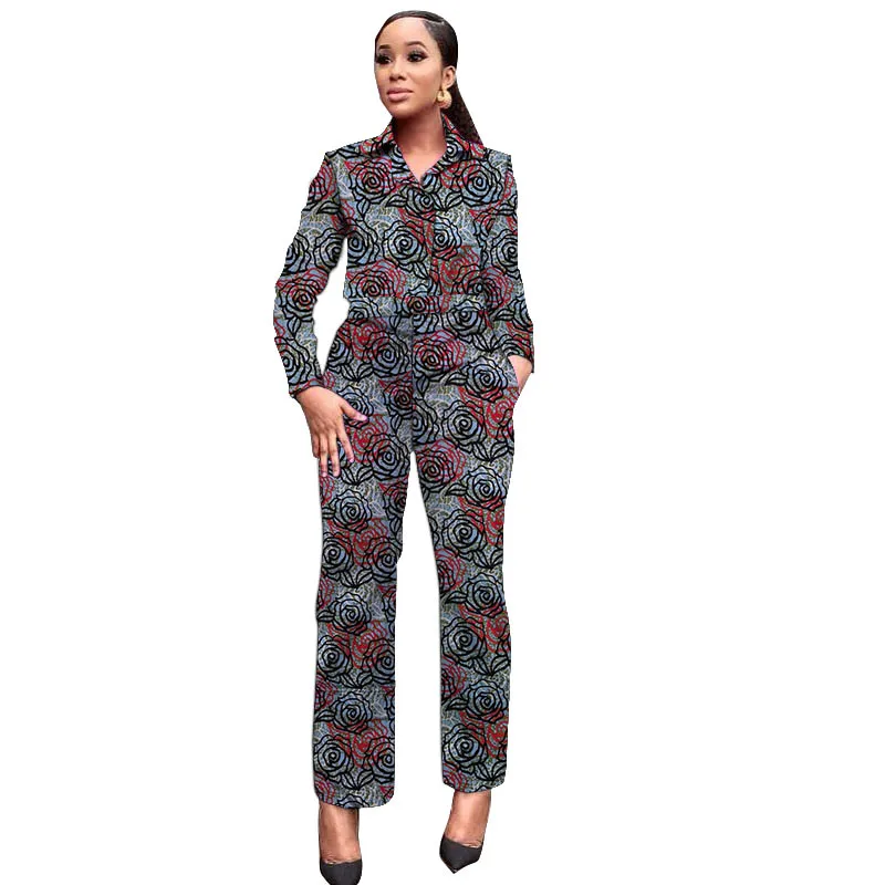 Autumn African Women Printing Two Pieces Sets Top and Pants African Suit Clothes For Women