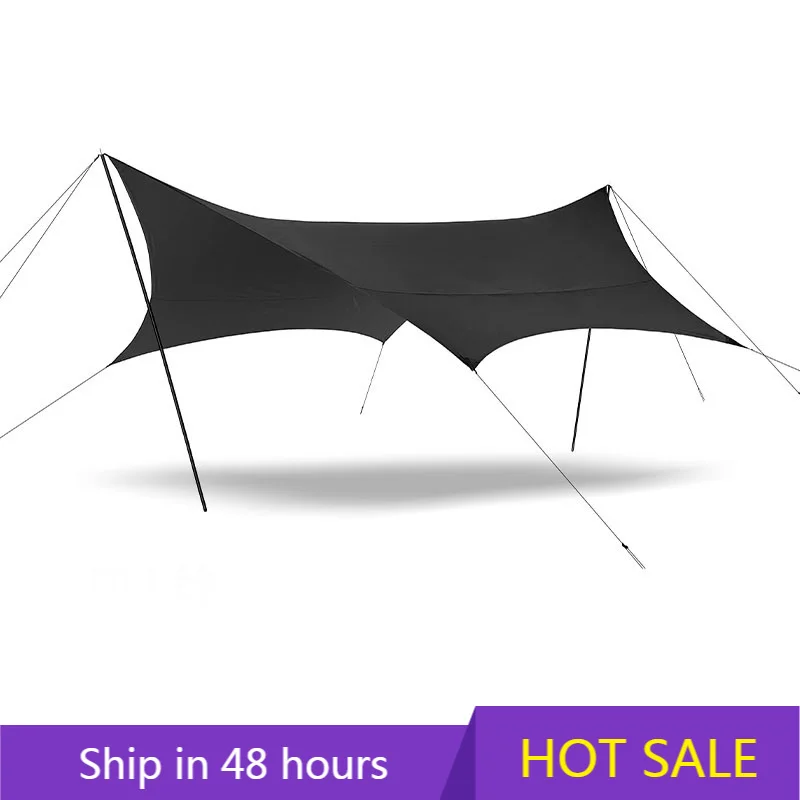 

POWER LEAPBlack Coating Outdoor Oversized Canopy Light Portable Sunscreen Rainproof Picnic Awning Equipment Camping Tent Light T