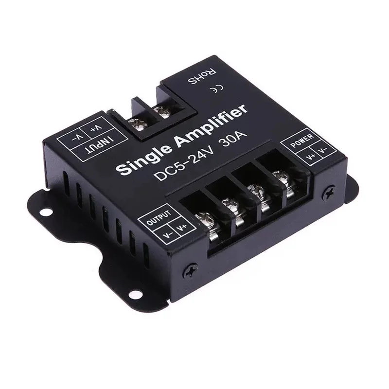 30A 360W Single Color LED Strip Amplifier Controller, DC 5-24V Single Color Dimmer for Monochromatic LED Light Strips