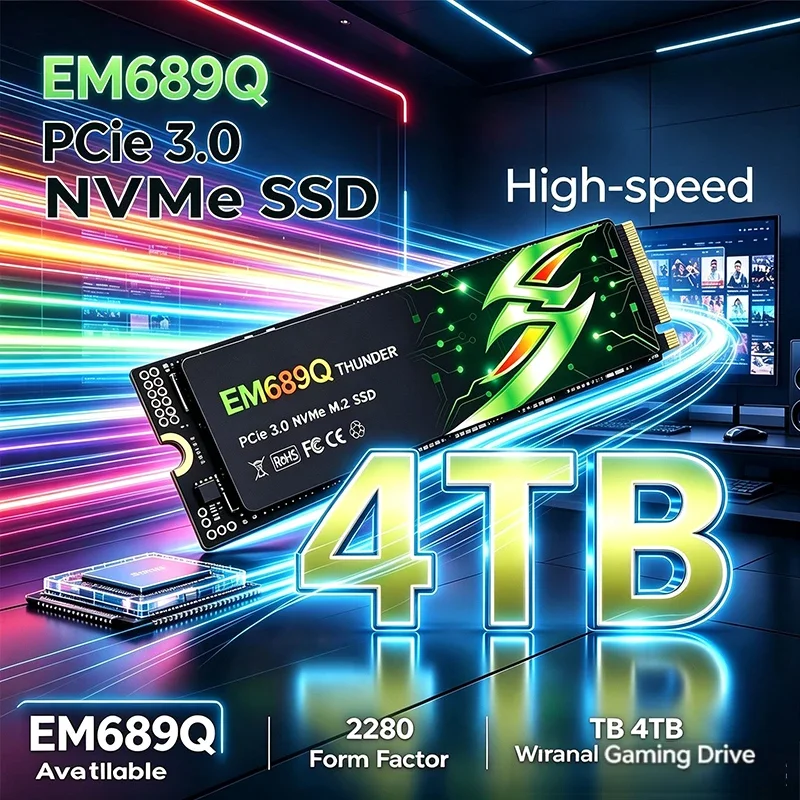 Original EM689Q PCIe3.0 M.2 NVMe SSD 1TB 2TB 4TB Gaming High-speed Internal Solid State Drive M2 2280 SSD for Content Creators