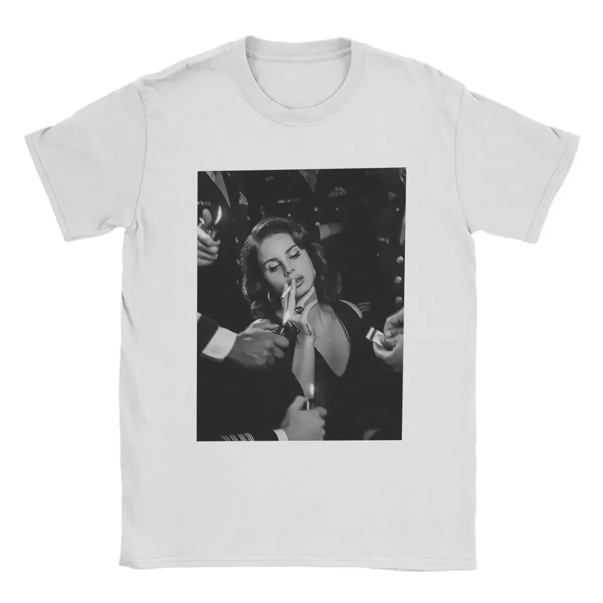 عادية الدخان لانا ديل ري تي شيرت للنساء Crewneck القطن تي شيرت قصير الأكمام تي شيرت حجم كبير ملابس الرجال الملابس #2