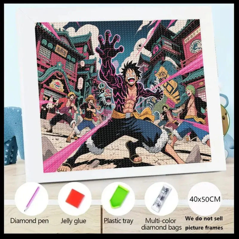 Kit de pintura de diamante 5D Epic One Piece Luffy, taladro cuadrado completo, juego de arte de diamante de Anime DIY para adultos y niños, sombrero de paja pirata, 1 ud.