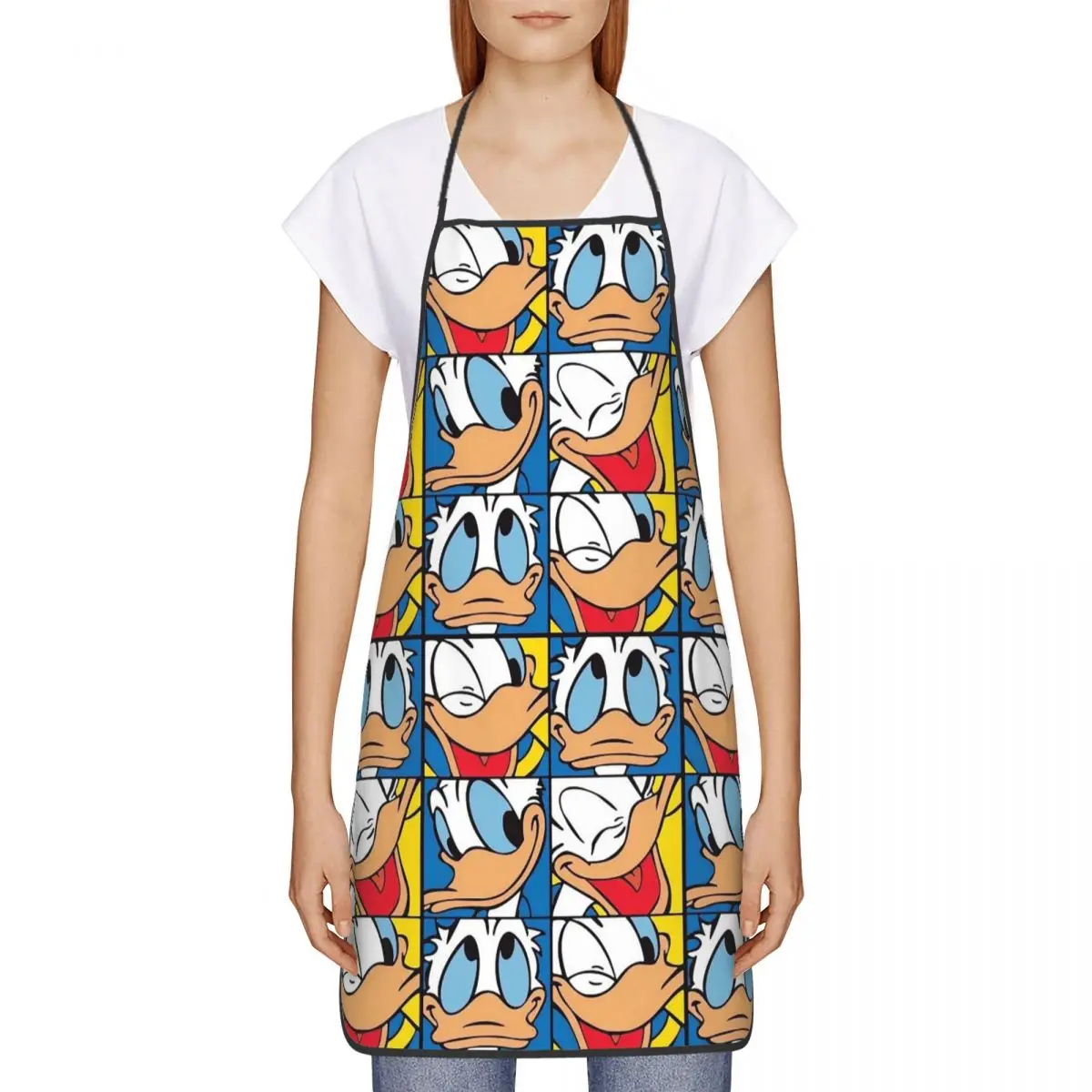 Custom Unisex Cartoon Anime Figures Donald Duck Kitchen Chef Cooking Baking Apron Men Women Comics Tablier Cuisine for Painting