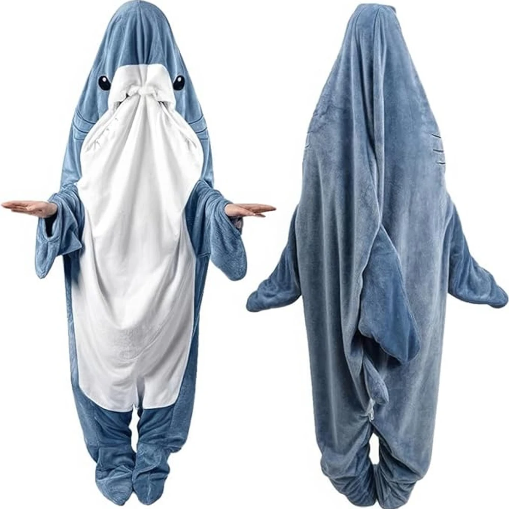 Pijamas de Tiburón de Dibujos Animados, Lindos Pijamas de Anime para Adultos, Mono de Tiburón de Franela Suave, Disfraces de Juego de Rol, Camisón Divertido y Cómodo