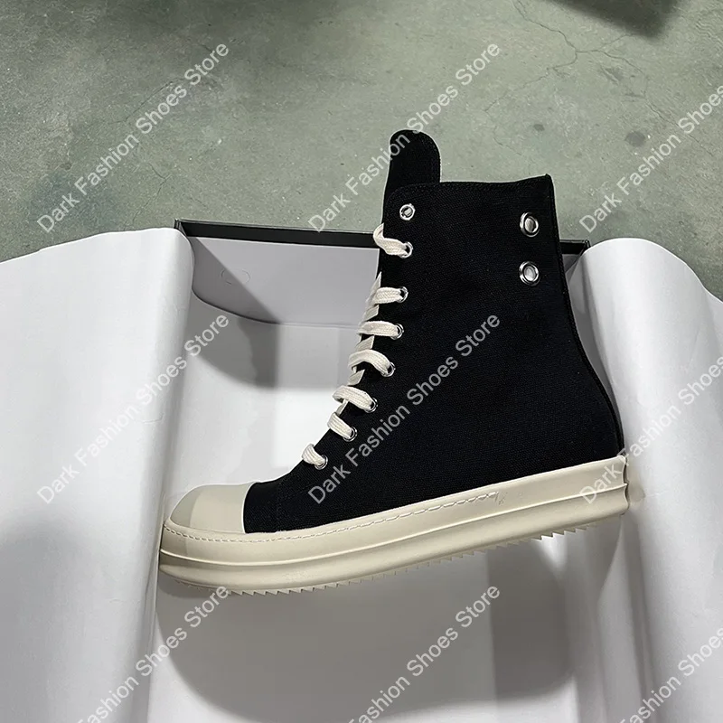 Brand Men Casual Shoe High Top Women Quality Black Ankle Boots Fashion Ro Thick-sole Canvas Breathable Flat Owen Street Sneakers