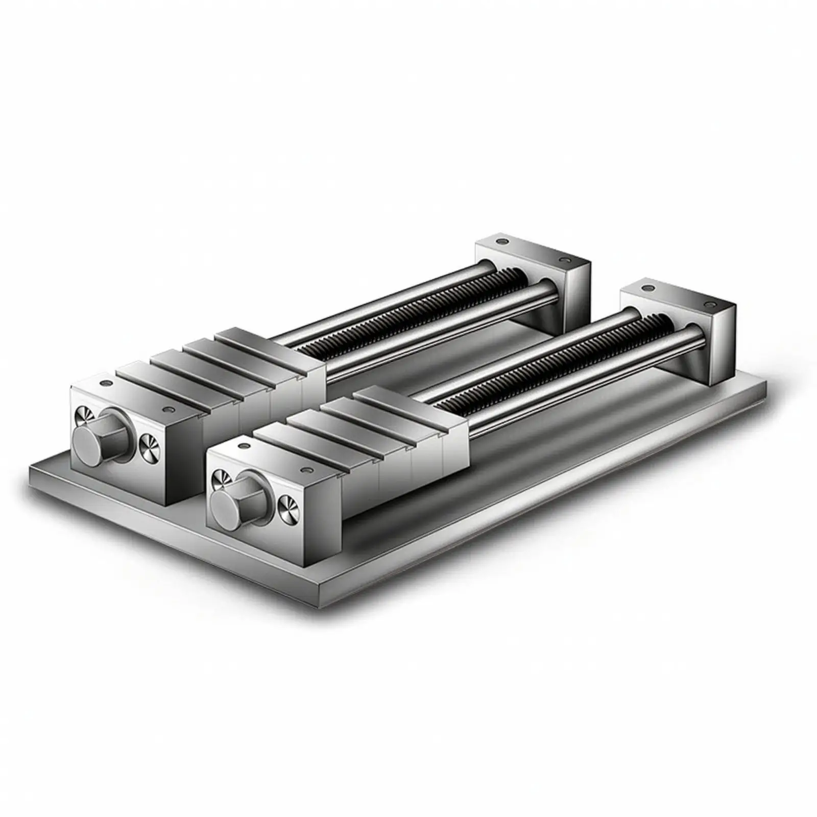 Multi Station Vise CNC Fixture with Smooth Threaded Screw Rods for Milling Machine Efficient Workholding Setup