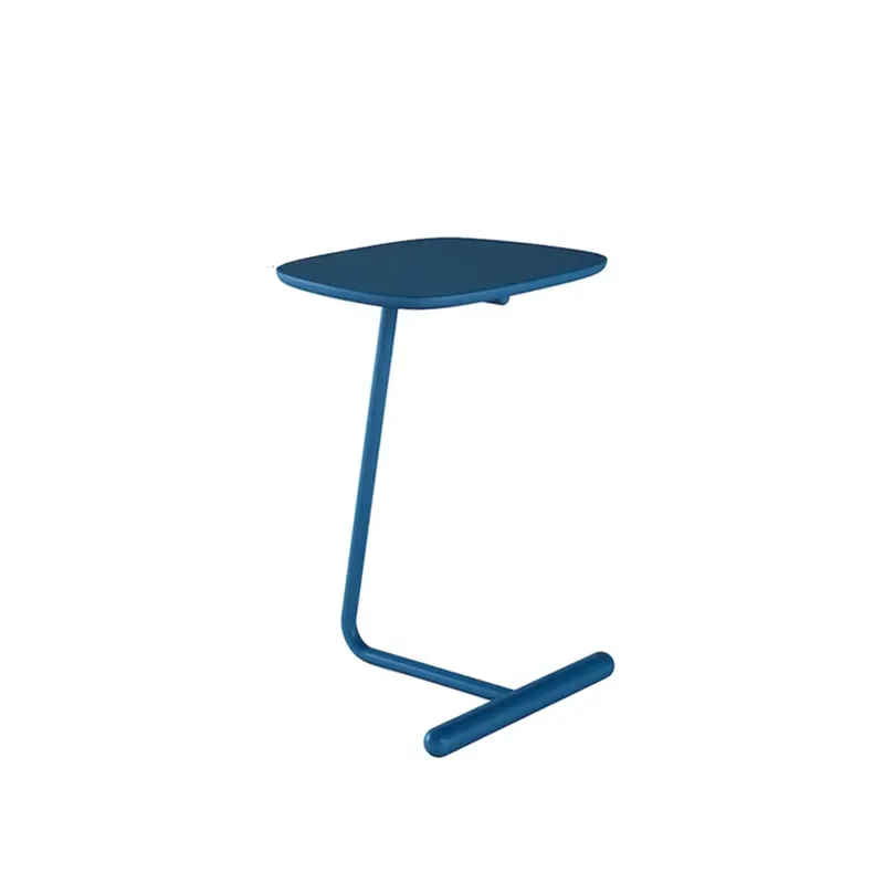 Modern Minimalist Wrought Iron C Shaped Side Table Mobile Living Room Sofa End Table Mini Square Coffee Table for Small Space