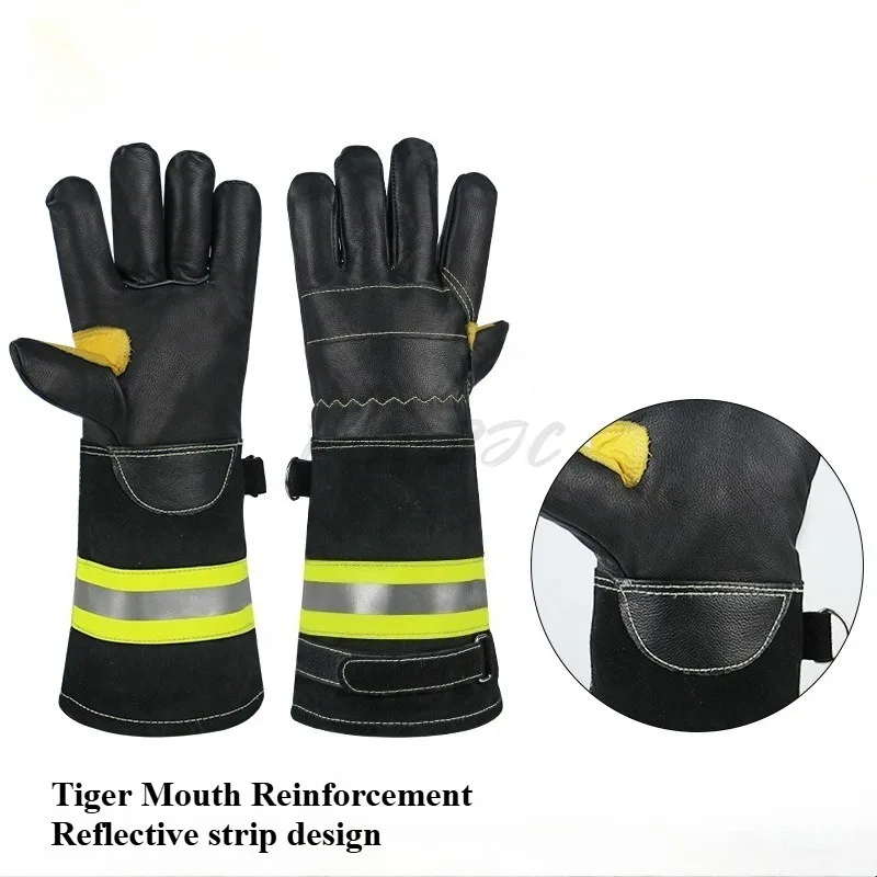 Outdoor Gloves Leather Waterproof Thermal Insulation High Temperature Protection Fire Fighting and Rescue Gloves