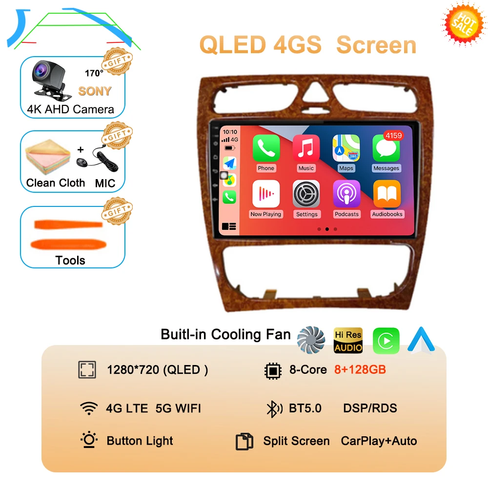 Android 16 autoradio multimediasysteem voor Mercedes Benz W203 Vito W639 Vaneo CLK W209 W210 CarPlay navigatie GPS 4G BT