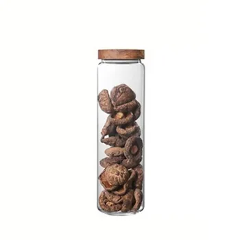 Wood Lid Glass Airtight Canister Kitchen Storage Bottles Jars Food Container Grains Tea…
