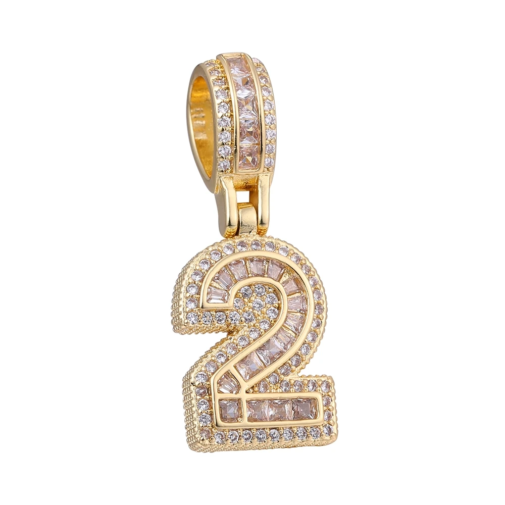 Juya 18K Real Gold Plated Big Hole Hooks Luxury Crown Letters 0-9 Arabic Number Charms For DIY Hip Hop Punk Jewelry Making