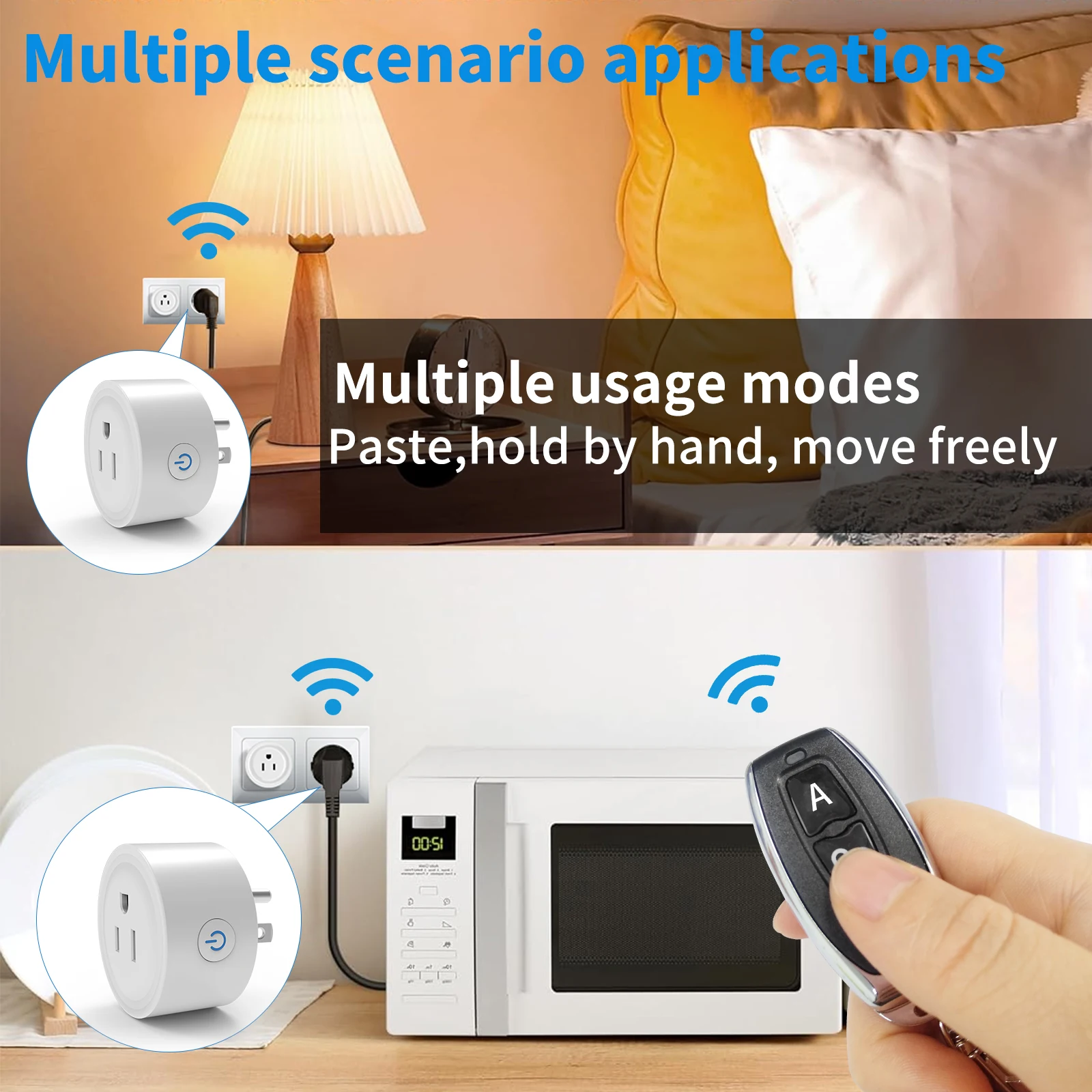 RF433 Wireless Remote Control Outlet US Plug, Smart Remote ON OFF Electrical Socket for Lights Fans TVs, Home RF Remote Switch