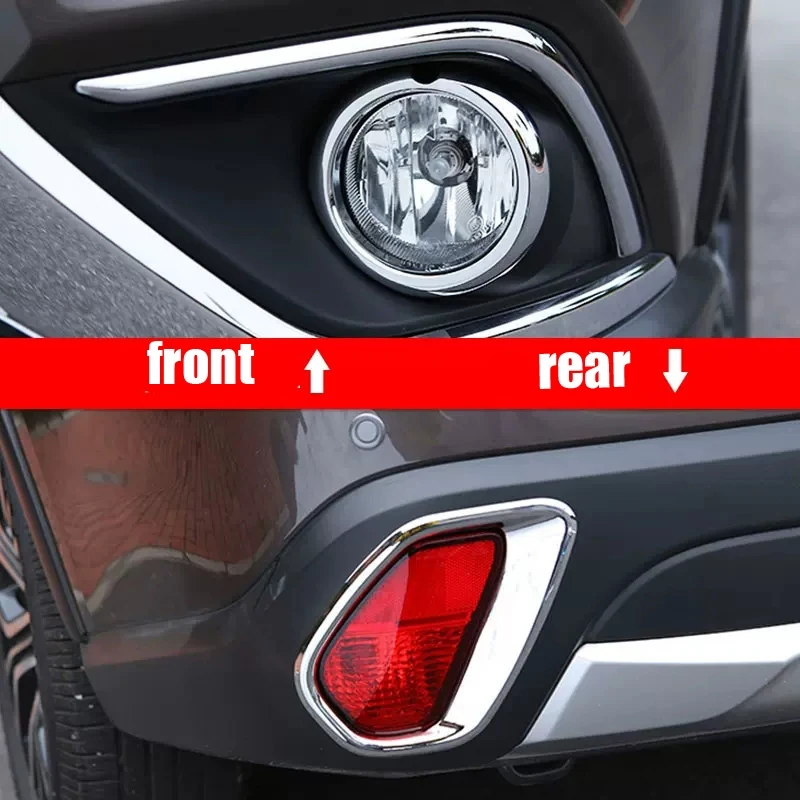 

For Mitsubishi Outlander 2019 2020 2021 ABS Chrome Front Rear Fog Light Ring Head Lamp Eyelid Eyebrow Molding Cover Accessories