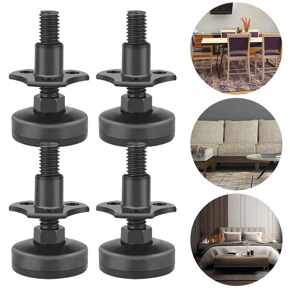4 Buah Kaki Penyangga Furnitur yang Dapat Disesuaikan, Penyangga Berat Daya Tahan Tinggi 1320LBs untuk Meja, Kursi, Lemari, Sofa