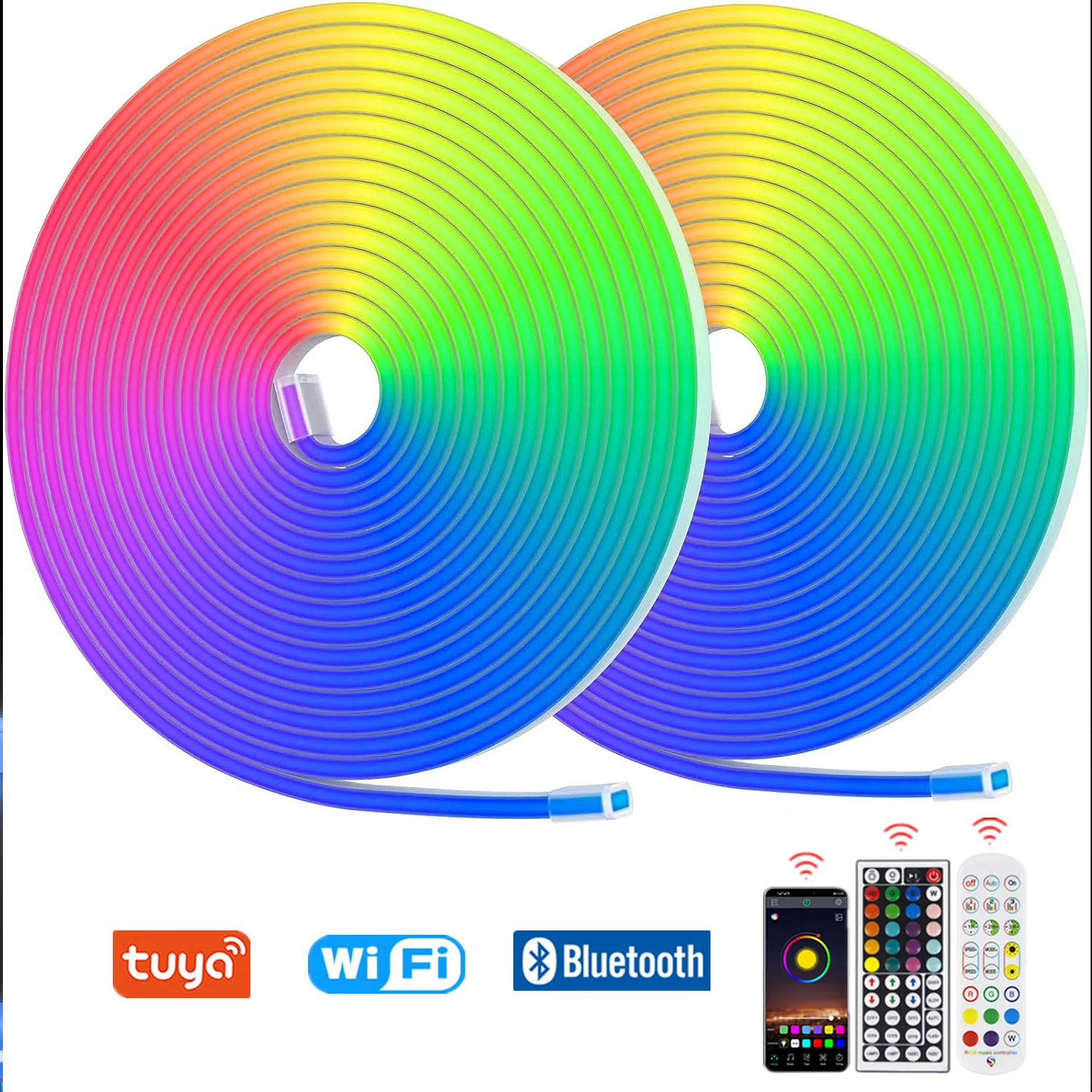 Smart 12V Neon Led RGB Lights WiFi Bluetooth 5M Waterproof LED Neon Strip RGB Changeable Led Decoration Lighting Room Outdoor