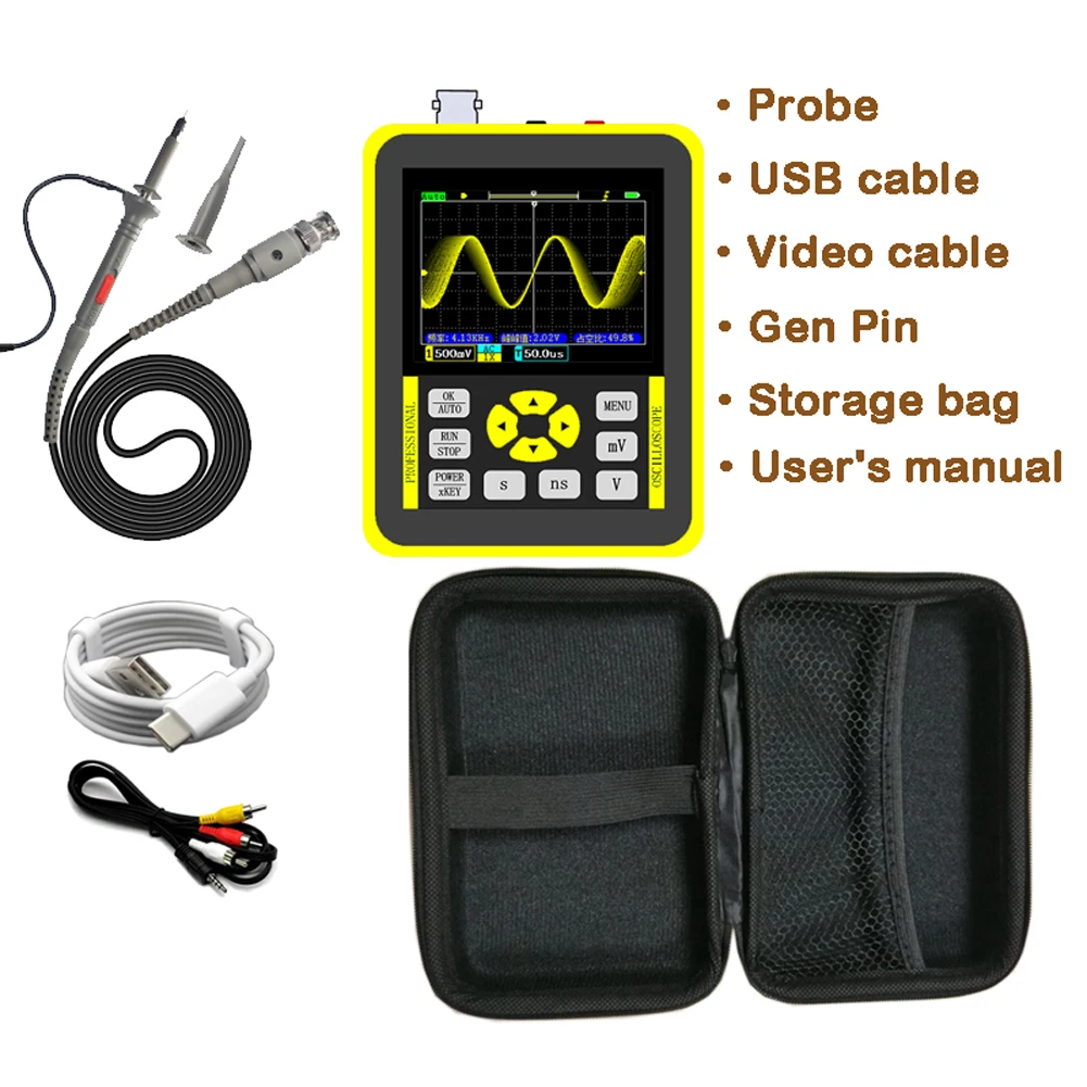 DSO2512G Digital Oscilloscope 120M Bandwidth Dual Channel Oscilloscope 10mV Minimum Vertical Sensitivity FFT Spectrum Analysis