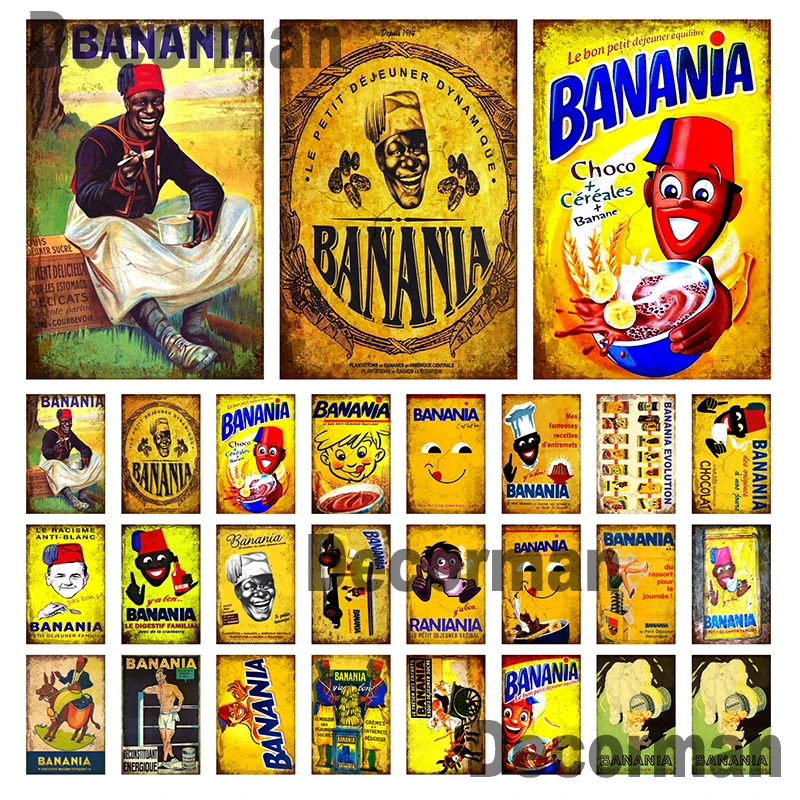 [ DecorMan ] France BANANIA TIN SIGN Custom Wall Poser iron Painting PUB Room Hotel Decor LTA-3151