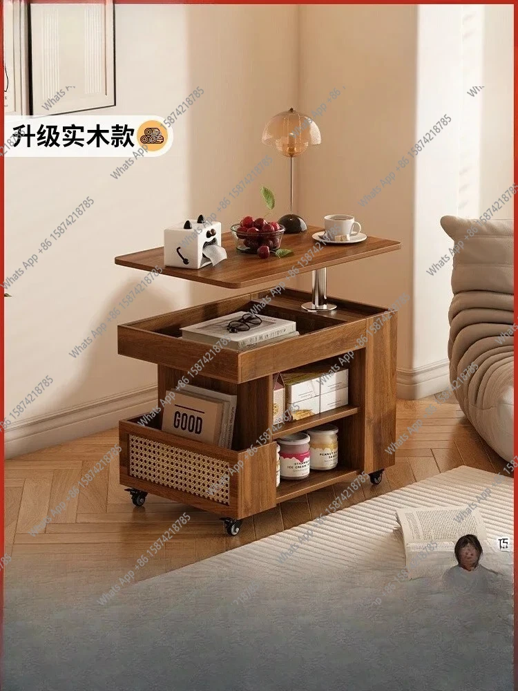 Y Solid wood push-pull coffee table living room sofa retro dining car antique trolley table