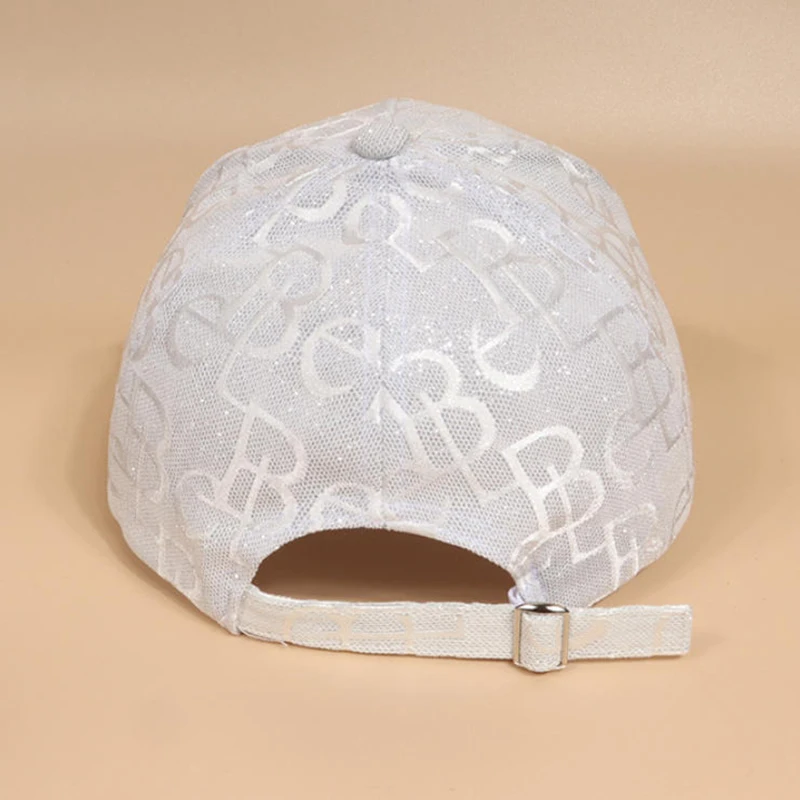 Fashion Diamond-Encrusted M Logo Baseball Cap for Women, Metal Letters, Spring and Summer Casual Sun-Protection Shade Hat