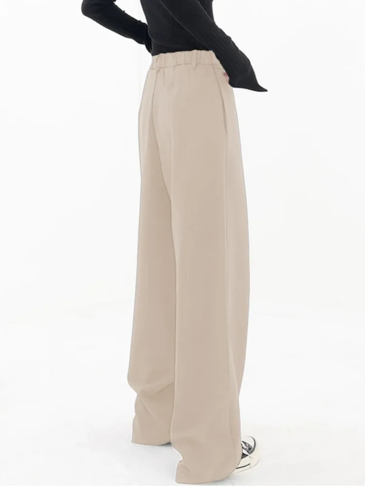 Missuoo Pantalones asimétricos de pierna ancha de cintura alta para mujer, pantalones holgados de Color sólido para ir al trabajo para oficina, pantalones casuales para mujer 2025