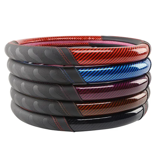 Funda de cuero para volante para todas las estaciones, ajuste Universal para cubierta de cuero duradera de 14,5-15 pulgadas, diseño de venas antideslizantes