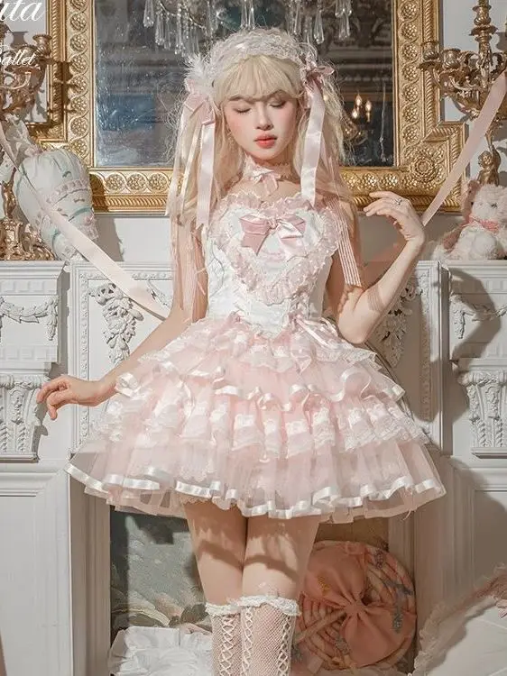 silk-satin-ballet-heart-dog-short-jsk-lolita-dress-birthday-sweet-pure-desire-women's-h-line-cake-skirt-style-summer-dress