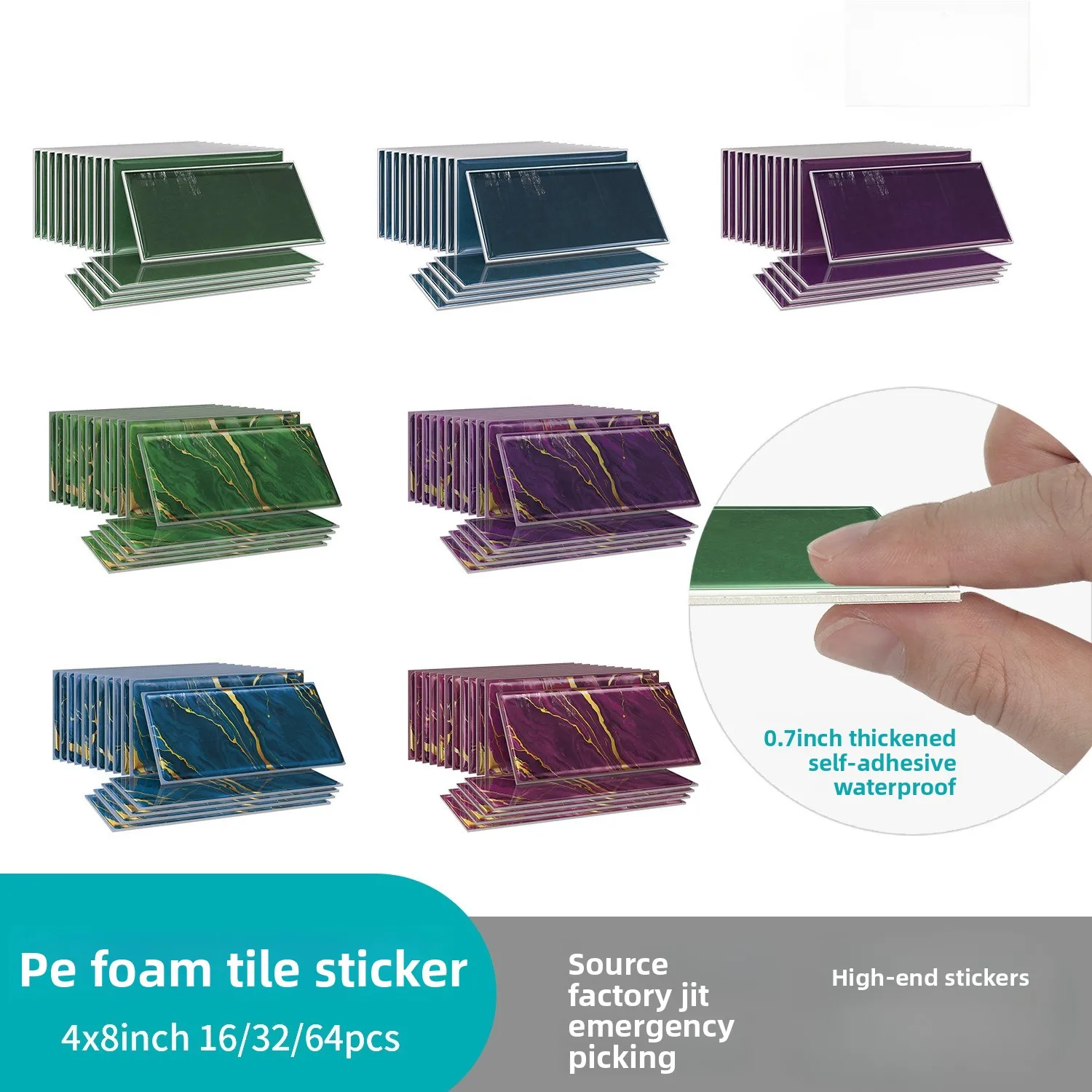 

Crystal marble tile wall sticker Self-adhesive waterproof thickened PET wall sticker Kitchen bathroom wallpaper