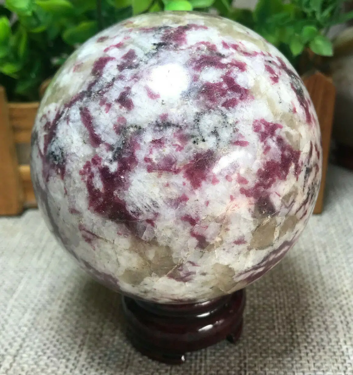 

Natural Beautiful Pink Plum Blossom Tourmaline Rock Crystal Ball Sphere Healing